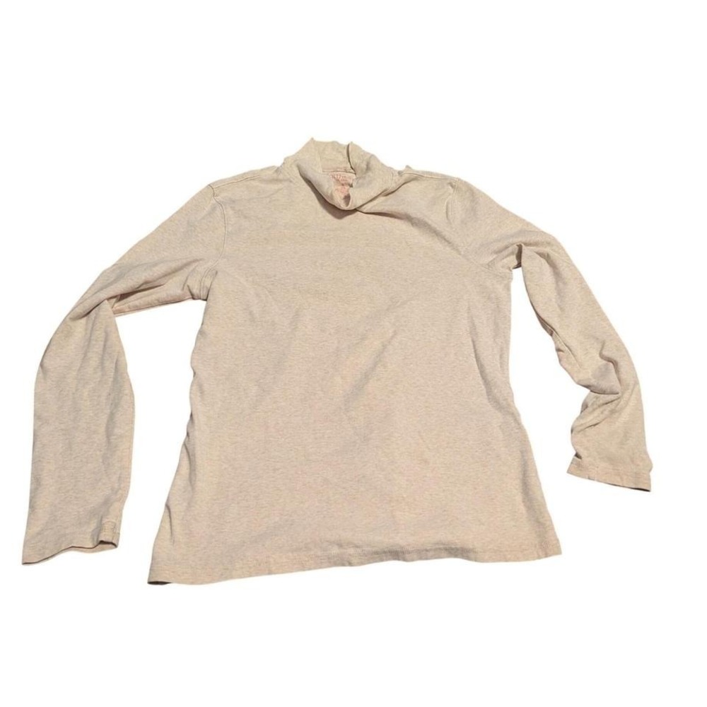 North Crest Classic Womens Oatmeal Heather Turtleneck Long‎ Sleeve Top Small